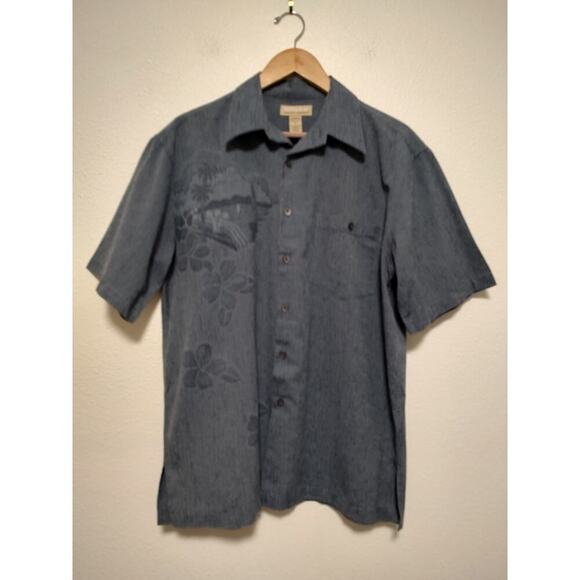 Kona Kai Blue Medium Silk/Cotton Short Sleeve Button Up Hawaiian Shirt - Picture 1 of 11